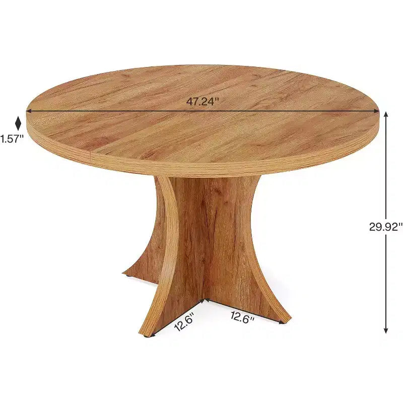 Lantine runder Esstisch mit 120 cm Durchmesser für 4–6 Personen, Küchentisch im Landhausstil mit Säulenfuß, kleiner Esstisch für Esszimmer und Wohnzimmer, Braun