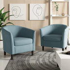 Ensemble de 2 fauteuils club modernes en lin, style tonneau