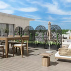MAYEERTY 72x47 zwarte gebogen ijzeren plantenbak met trellis, decoratief tuinscherm van 3 delen voor terras en balkon