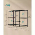 Portant à vêtements SONGMICS, armoire-organisateur robuste avec tringles et étagères, charge totale de 297 lb, montage facile, noir encre