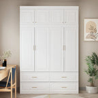 Armoire-penderie de 93,9/74,2 pouces de hauteur avec espace de suspension, tiroirs et rangements