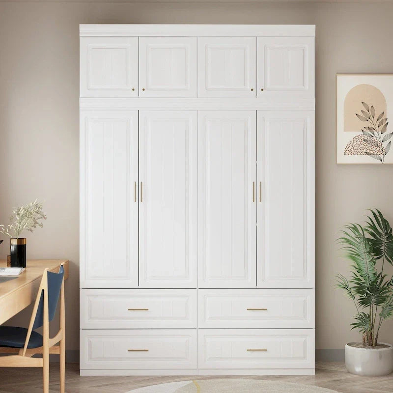 Armoire-penderie de 93,9/74,2 pouces de hauteur avec espace de suspension, tiroirs et rangements
