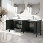 Vanity Art 72 badkamermeubel met dubbele wastafel en blad van composietmarmer