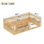 Bellemave Kids Floor Bed with Heightened Fence and Bookshelf, Wooden Twin Montessori Bed Frame for Girls Boys