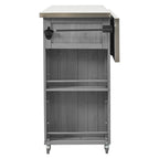 Outdoor Kitchen Island, Rustic Fir Wood with Stainless Steel Top and Smart Storage