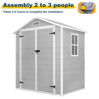Opslagschuur van 6 ft x 4 ft/6 ft x 8 ft/8 ft x 6 ft/8 ft x 10 ft, weerbestendig kunststofhars voor buiten met vloer, gereedschapsschuur met puntdak