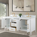 Vanity Art 72 badkamermeubel met dubbele wastafel en blad van composietmarmer