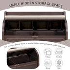 Rustic Solid Wood Entryway Storage Bench with Safety Hinge
