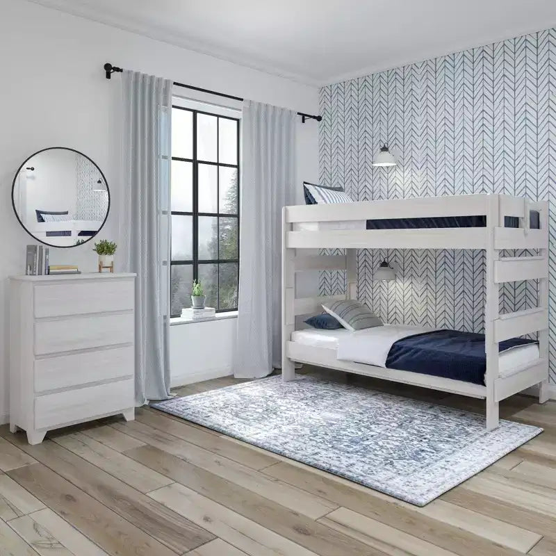 Plank+Beam Solid Wood Farmhouse Twin over Twin Bunk Bed for Adult