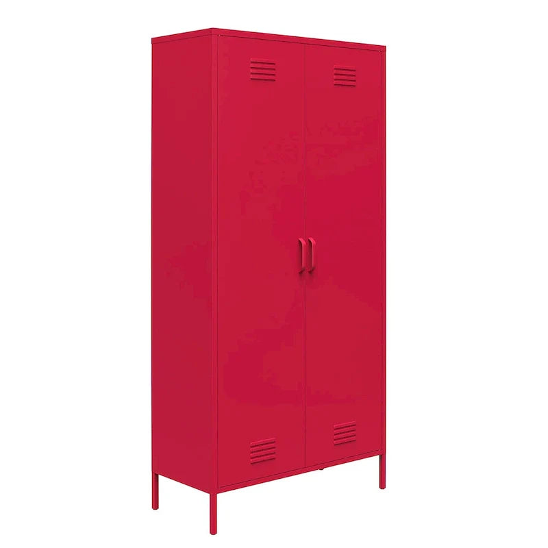 Casier de rangement haut en métal à 2 portes, orange/rose, pour 1 personne