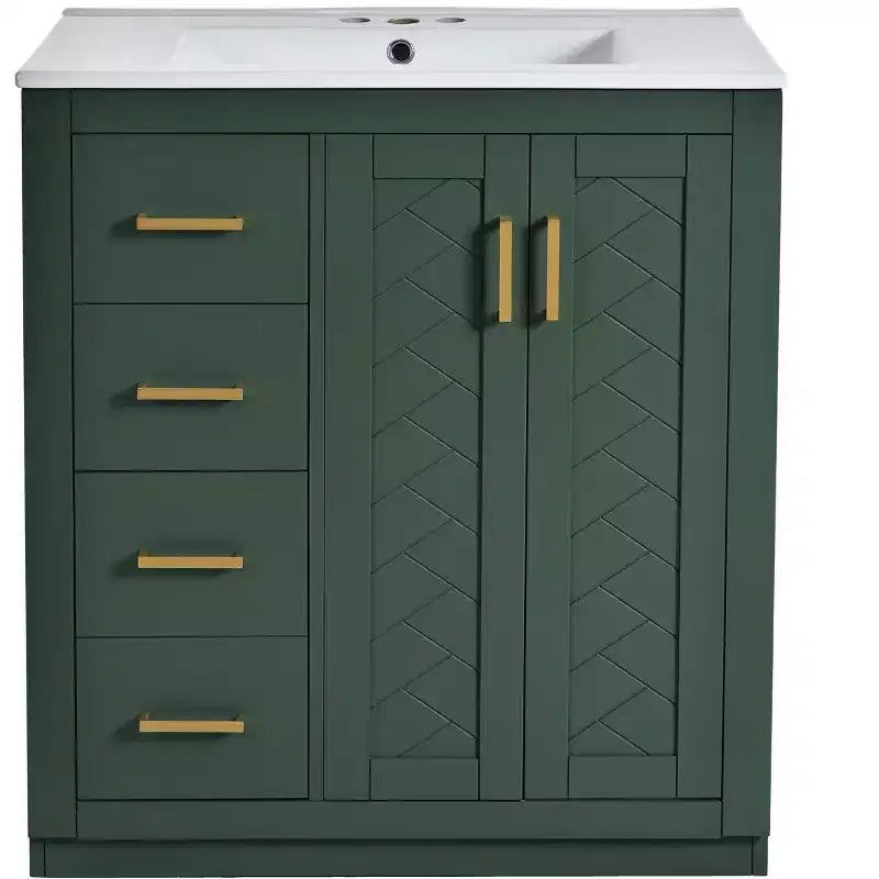 30 Einzelwaschbecken-Badezimmerwaschtisch mit Unterschrank und 3 Schubladen - Schwarz / Blau / Grün / Indigo / Weiß