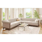 Mirod Large Retro Sectional Sofa with Wooden Legs, Comfortable Modular Design for Living Room, Lounge, and Family Spaces