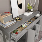 59,1-inch wit buffetdressoir, modern uit het midden van de eeuw, eigentijds, gelakt