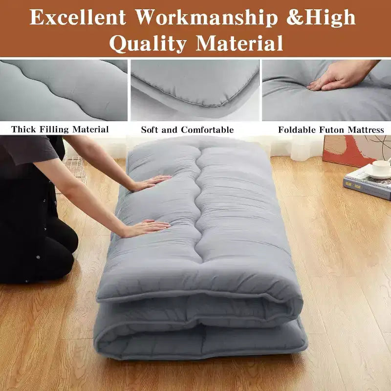 Japans futonmatras, opvouwbare slaapmat voor op de vloer, tatamimat voor thuis, kamperen en als matras