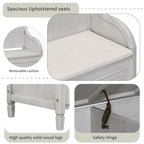 Rustic Solid Wood Entryway Storage Bench with Safety Hinge