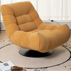 Gele draaibare fauteuil van chenillestof met accent