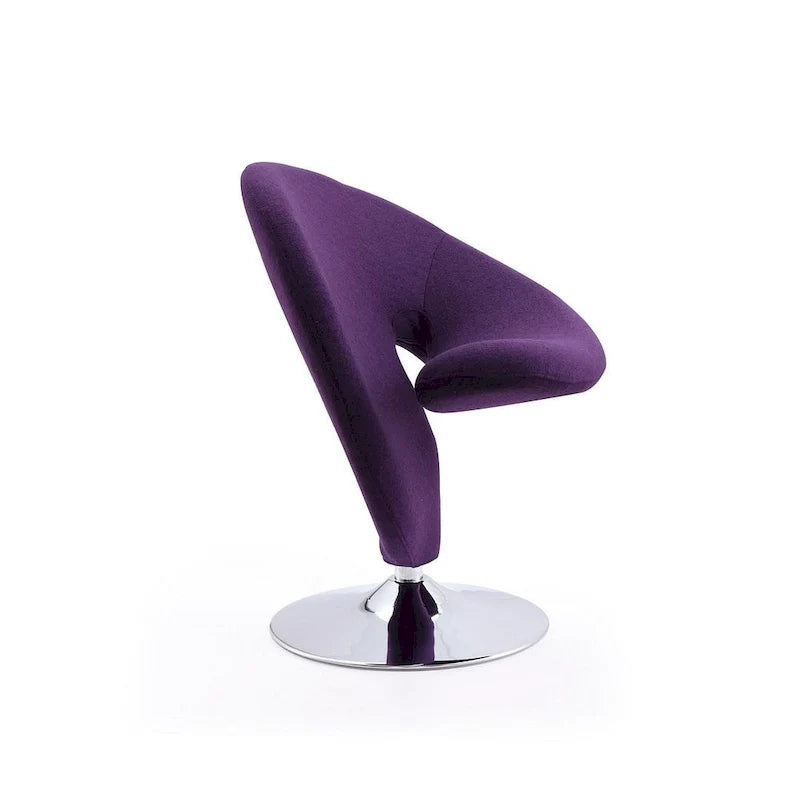 Fauteuil d’appoint pivotant Manhattan Comfort Curl en chrome et mélange de laine (lot de 2)