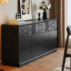 Von Art déco inspirierte Holzkommode mit geometrischen Schnitzereien