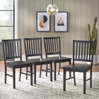 Set of 4 Solid Wood Slat-Back Dining Chairs, Sturdy Frame, Classic Design, Easy Assembly