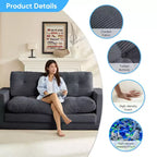 Mjkone 71' 2-in-1 slaapbank, opvouwbare loveseat met geribde stof en knopen, ruimtebesparend