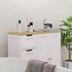 HOMCOM Bathroom Floor Cabinet with Adjustable Shelf, Freestanding Bathroom Storage Cabinet with 4 Drawers and 2 Doors, White