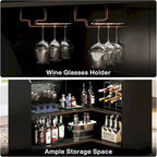 Meuble de bar en L avec porte-verres à pied pour bar à domicile