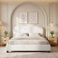 Christopher Knight Home Matteo modern bed van rubberhout met bouclébekleding