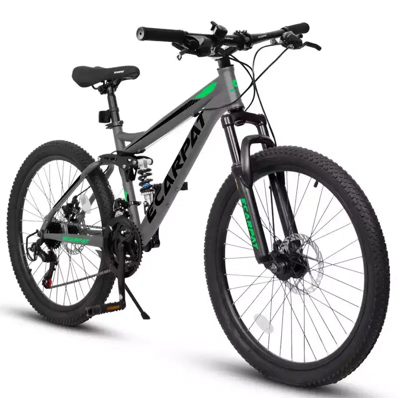 Okak Mountainbike 27,5 Zoll mit vorderen und hinteren Doppelstoßdämpfern, Dirtbike mit 21 Gängen und mechanischen Scheibenbremsen, Erwachsenenfahrrad für Männer und Frauen