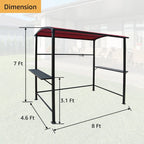 Buitenpaviljoen met grilloverkapping van 5 ft x 8 ft, stalen frame, barbecuebeschutting