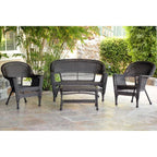 4-teiliges Sitzgruppen-Set aus Korbgeflecht für die Terrasse