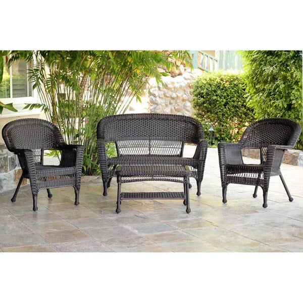4-teiliges Sitzgruppen-Set aus Korbgeflecht für die Terrasse