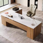Grand bureau de direction en L Lantine 85.8, bureau d’ordinateur extra-large avec tiroirs pour dossiers, pour bureau à domicile