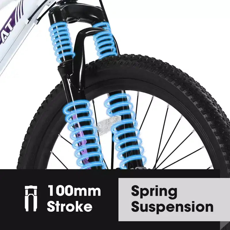 Okak 24/26-Zoll-Mountainbike mit 21 Gängen und Scheibenbremsen an Vorder- und Hinterrad, Kinderfahrrad mit 100-mm-Federgabel, Dirtbike für Jugendliche und Frauen