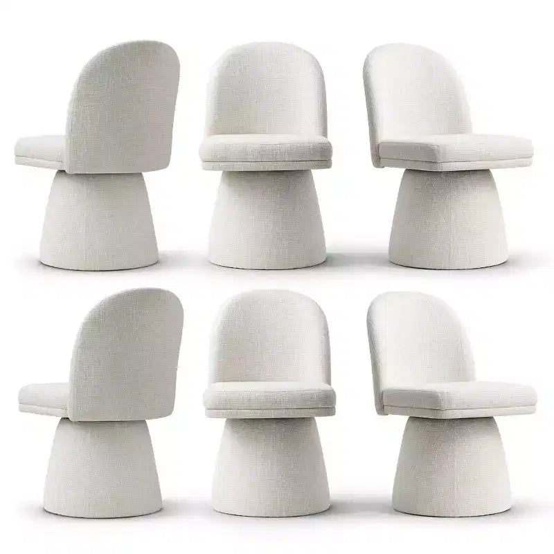 Set aus 6 modernen, um 360° drehbaren, armlehnenlosen Esszimmerstühlen mit Sockelbasis, eleganten Akzentstühlen für Küche, Esszimmer oder Büro – Panipeachy