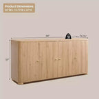 Kitchen Buffet Sideboard Cabinet with 4 Doors and Shelves, Modern Large Sideboard Buffet Storage Cabinet, 66 Coffee Bar Storage Cabinet