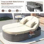 Outdoor-Sonnenliege für die Terrasse, 2-Personen-Tagesbett mit Polstern und Kissen