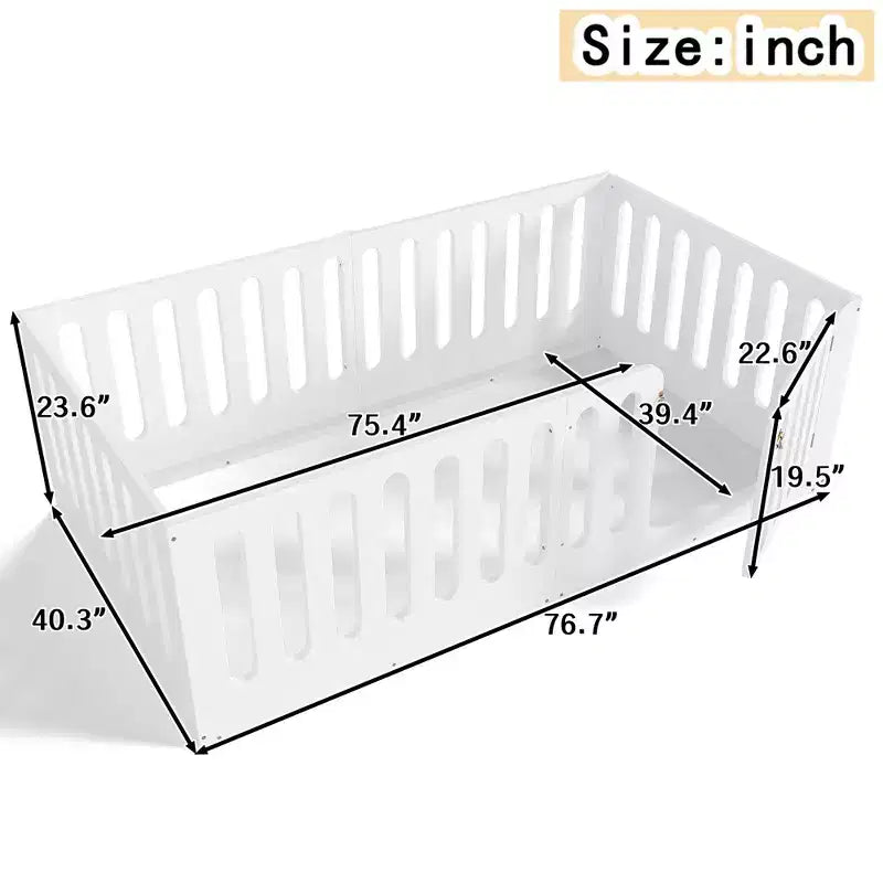 Weißes Montessori-Etagenbett in Einzelbettgröße mit Schutzgittern und Tür ??Massivholz, 1 Kind