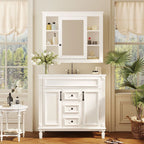 Meuble-lavabo moderne de salle de bains de 36 po avec vasque sur plan, armoire à miroir, 2 portes et 2 tiroirs