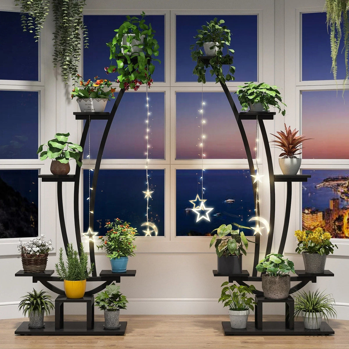 Support pour plantes d’intérieur, présentoir à fleurs à 6 niveaux pour la maison et le jardin – lot de 2