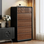 Von Art déco inspirierte Holzkommode mit geometrischen Schnitzereien