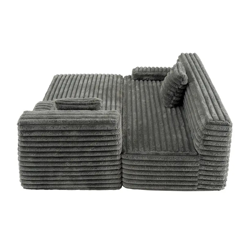 Cloud-Ecksofa, modernes Polstersofa mit 2 Zierkissen, frei kombinierbares Sofa, modulares L-förmiges Ecksofa