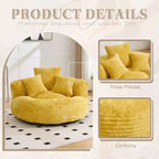 Bean Bag Sofa for Adults Kids, Oversized Corduroy Bean Bag Chair with 3 Pillows & Armrest for Living Room Bedroom