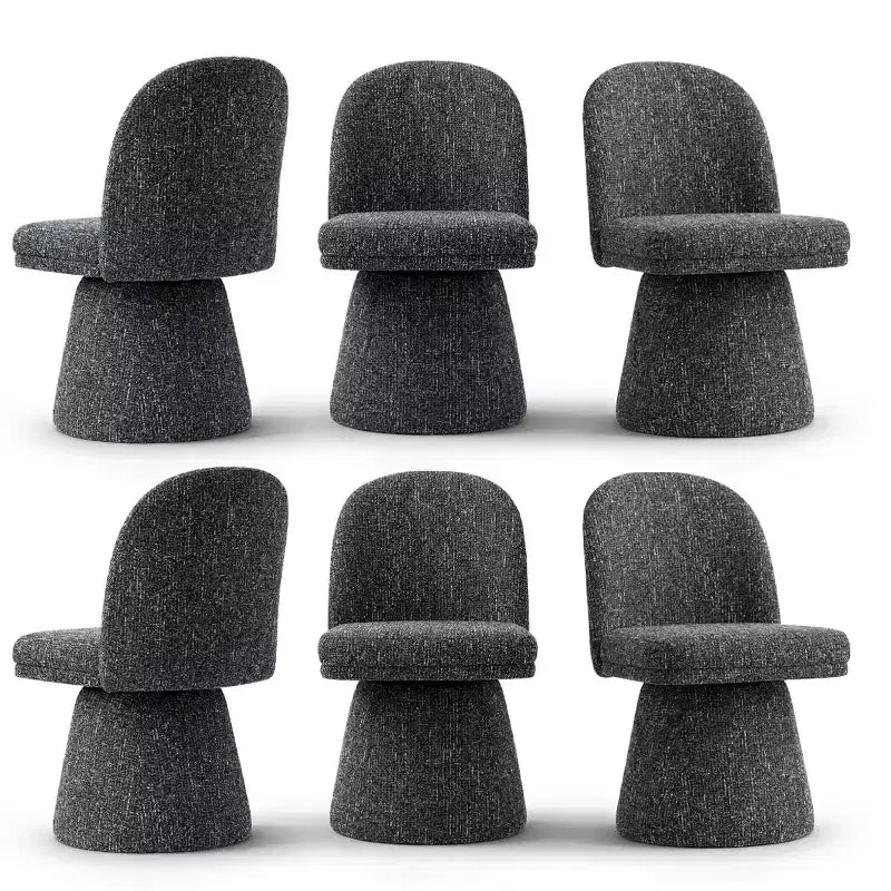 Set aus 6 modernen, um 360° drehbaren, armlehnenlosen Esszimmerstühlen mit Sockelbasis, eleganten Akzentstühlen für Küche, Esszimmer oder Büro – Panipeachy