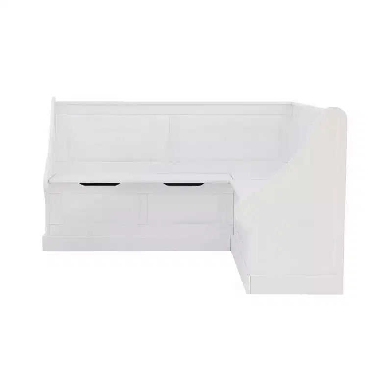 Tobin Traditional Solid Wood Backless Storage Corner Nook Breakfast Bench Cushion White - Linon