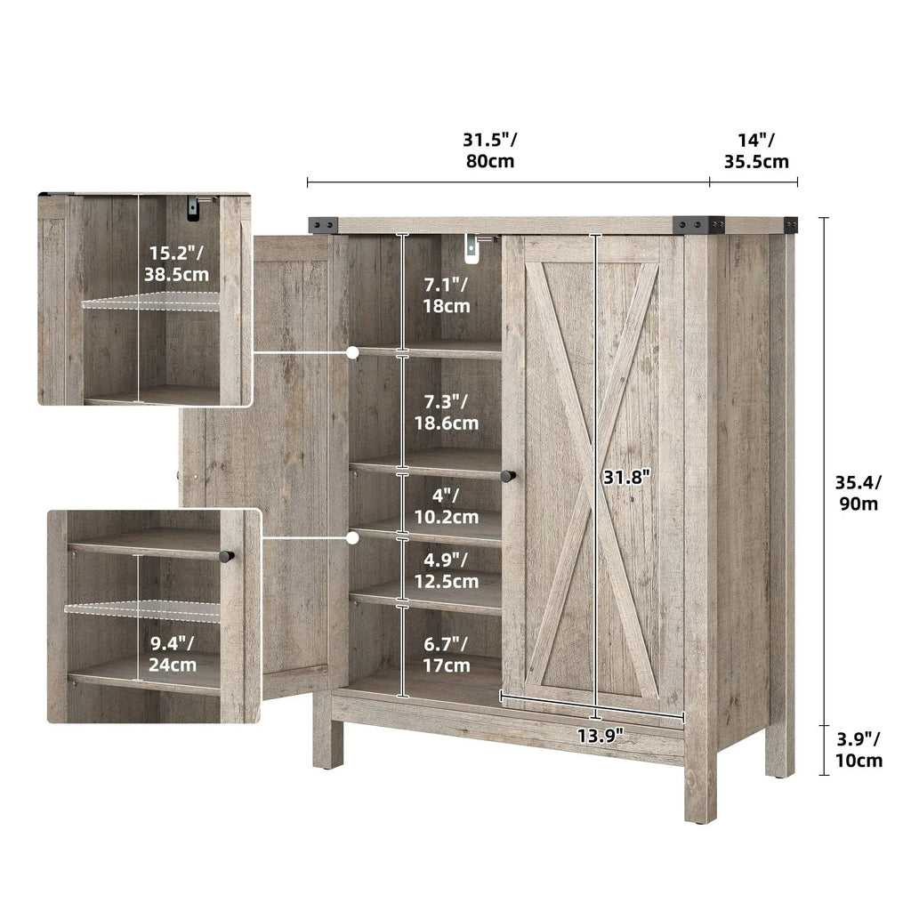 Moasis schoenenkast met 5 niveaus voor 20 paar schoenen en dubbele deuren voor de hal