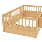 Bellemave Kids Floor Bed with Heightened Fence and Bookshelf, Wooden Twin Montessori Bed Frame for Girls Boys