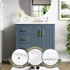 30 Einzelwaschbecken-Badezimmerwaschtisch mit Unterschrank und 3 Schubladen - Schwarz / Blau / Grün / Indigo / Weiß