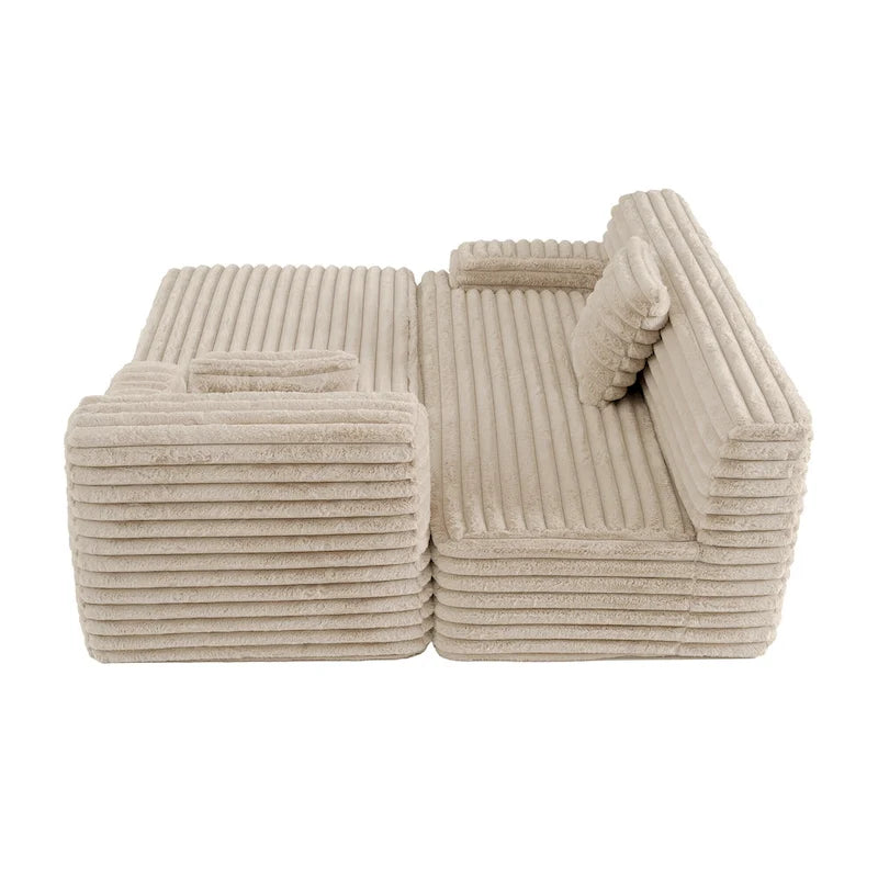 Cloud-Ecksofa, modernes Polstersofa mit 2 Zierkissen, frei kombinierbares Sofa, modulares L-förmiges Ecksofa