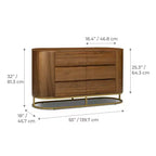 Modern 6-Drawer Dresser with Live Edge Design, Metal Base & Durable Mixed Wood Construction