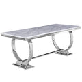 Table de salle à manger moderne avec piètement en U en métal inoxydable